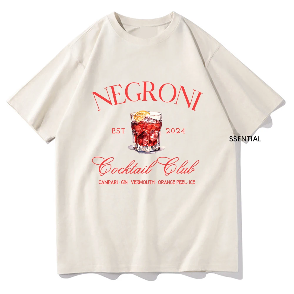 Vintage Fashion Jersey - Negroni-男性と女性のためのユニセックスコットンTシャツ,古着,原宿,ストリートウェア,グラフィック,ファッション