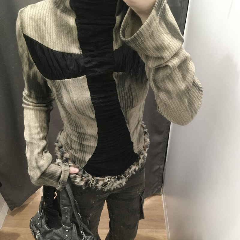 Turtleneck Knit 90S - ゴシッククロスサブカルチャー スリムトップス スウィートハート Y2K 90年代 ゴシック