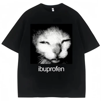 Vintage Fashion Jersey - 2026 ヴィンテージ面白いイブプロフェン猫ミームグラフィック Tシャツ男性女性ユーモアファッション Tシャツ特大カジュアルストリート Tシャツ Y2K