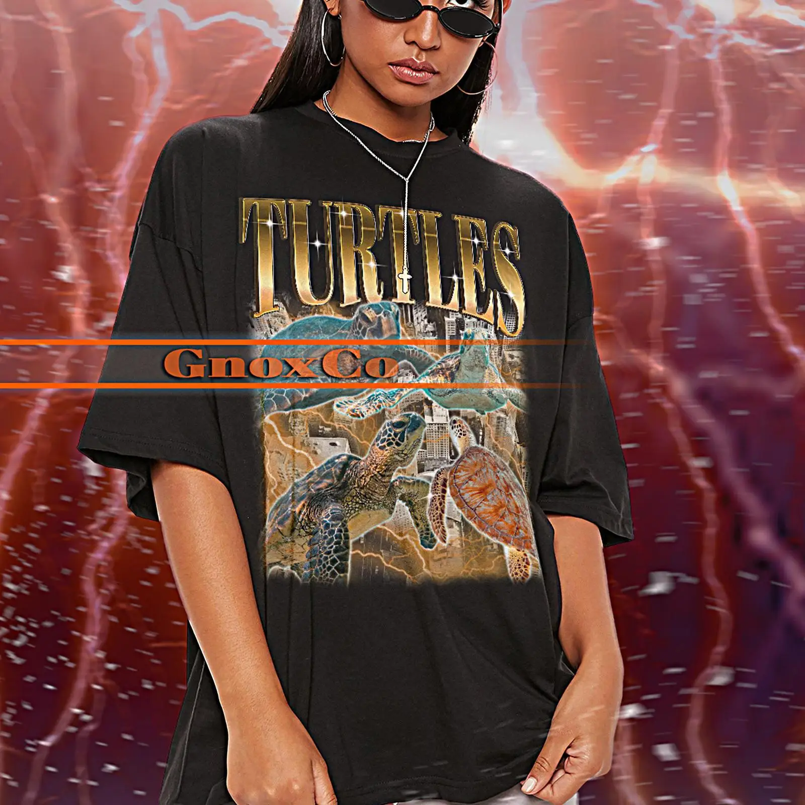 Turtleneck Knit 90S - ヴィンテージ タートルズ 90年代 レトロ Tシャツ 面白い亀のミーム