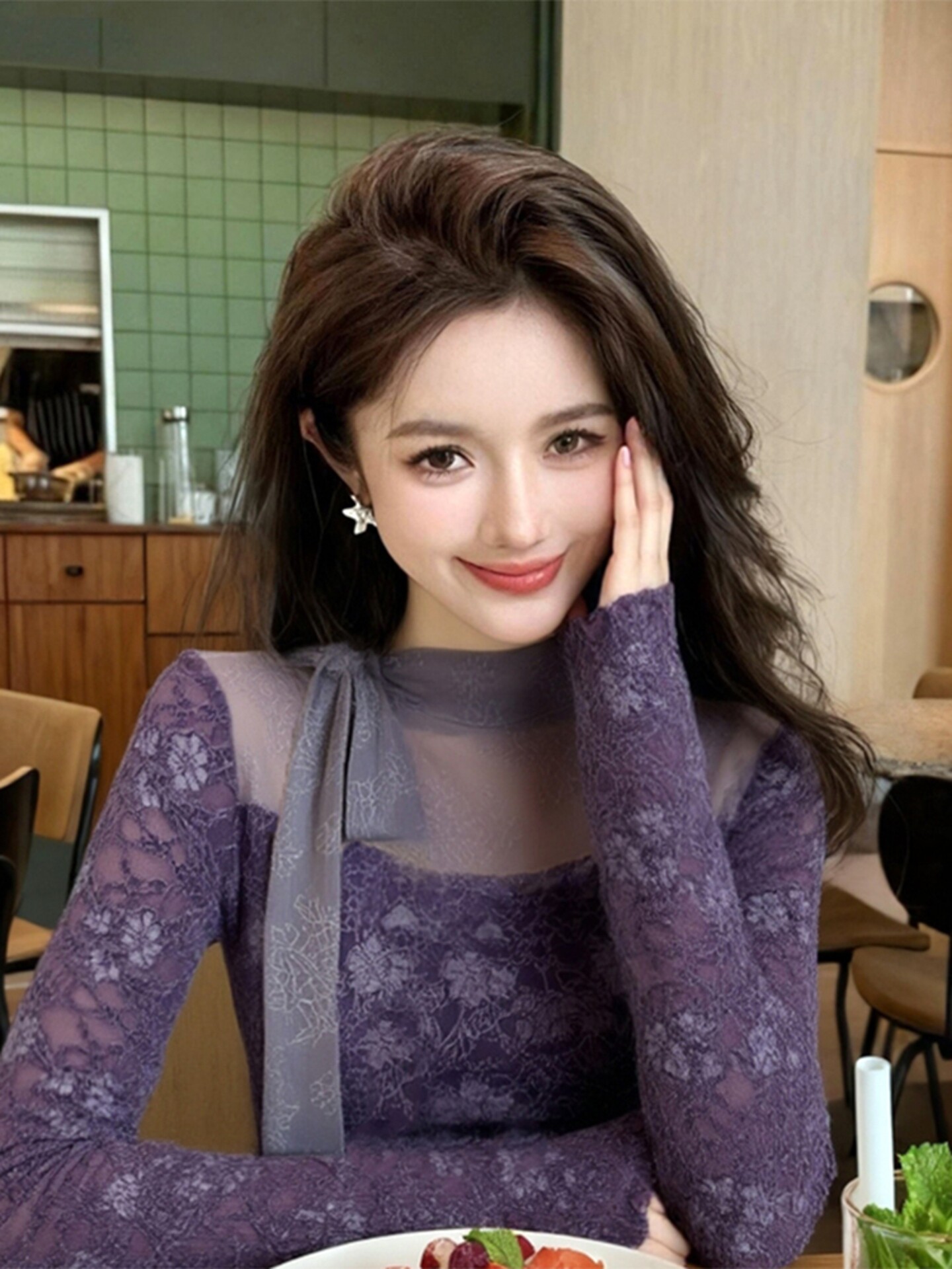女性パープルゴシック Tシャツ原宿 Y2k Tシャツトップ  - Turtleneck Knit 90S のレビューと価格