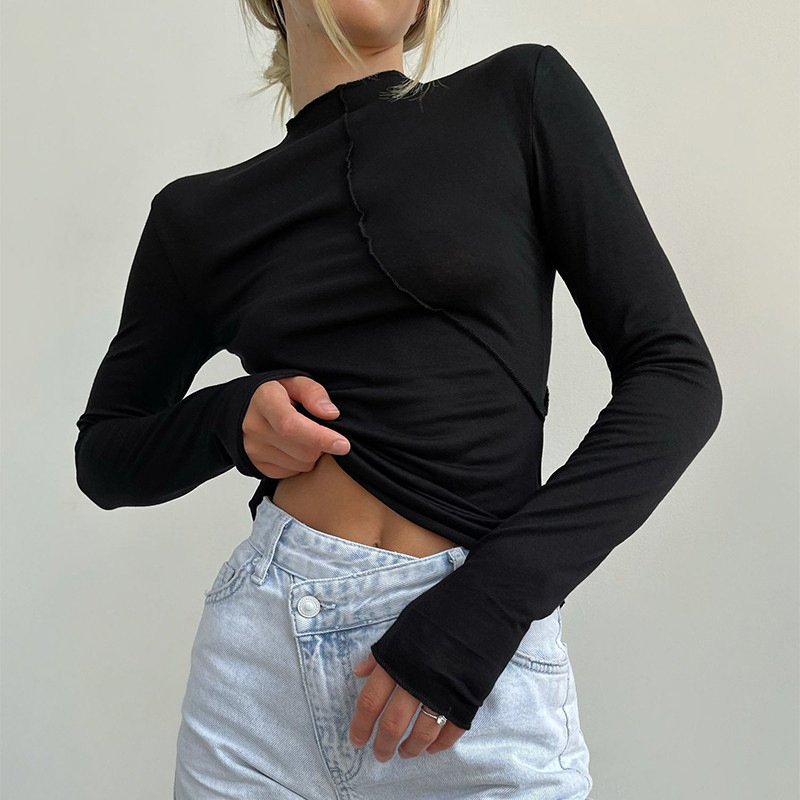 2025年秋 タートルネック Y2K 長袖Tシャツ レディー - Turtleneck Knit 90S のレビューと価格