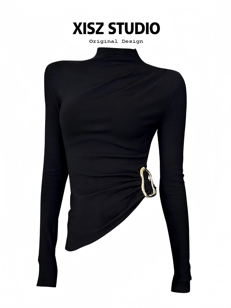 女性黒ゴシック Tシャツ原宿 Y2k Tシャツトップ 90  - Turtleneck Knit 90S のレビューと価格