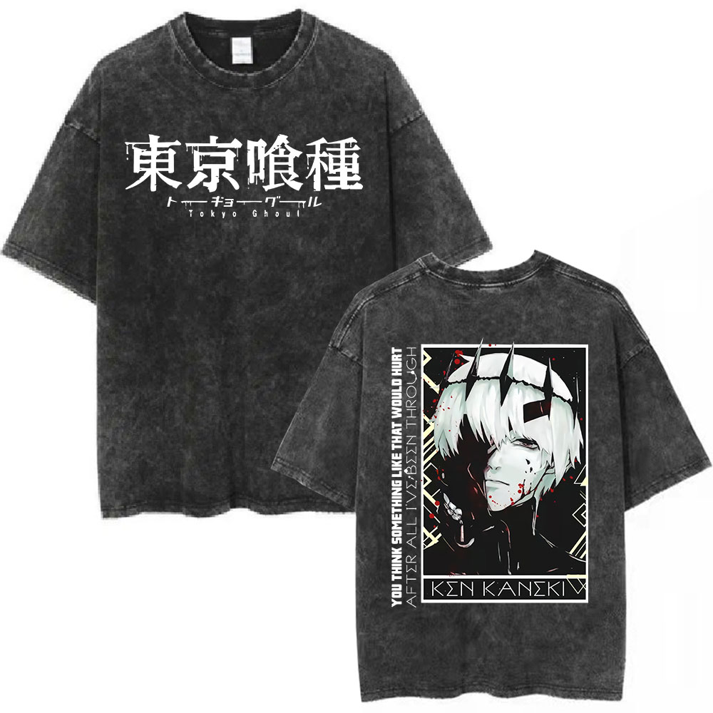 アニメ東京グールカネキケンヴィンテージ洗浄 Tシャツ男性女性 - Vintage Ken Fashion のレビューと価格