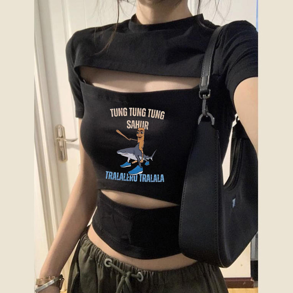 Tung Tung Sahur クロップトップ レディース  - Vintage Fashion For Sale のレビューと価格
