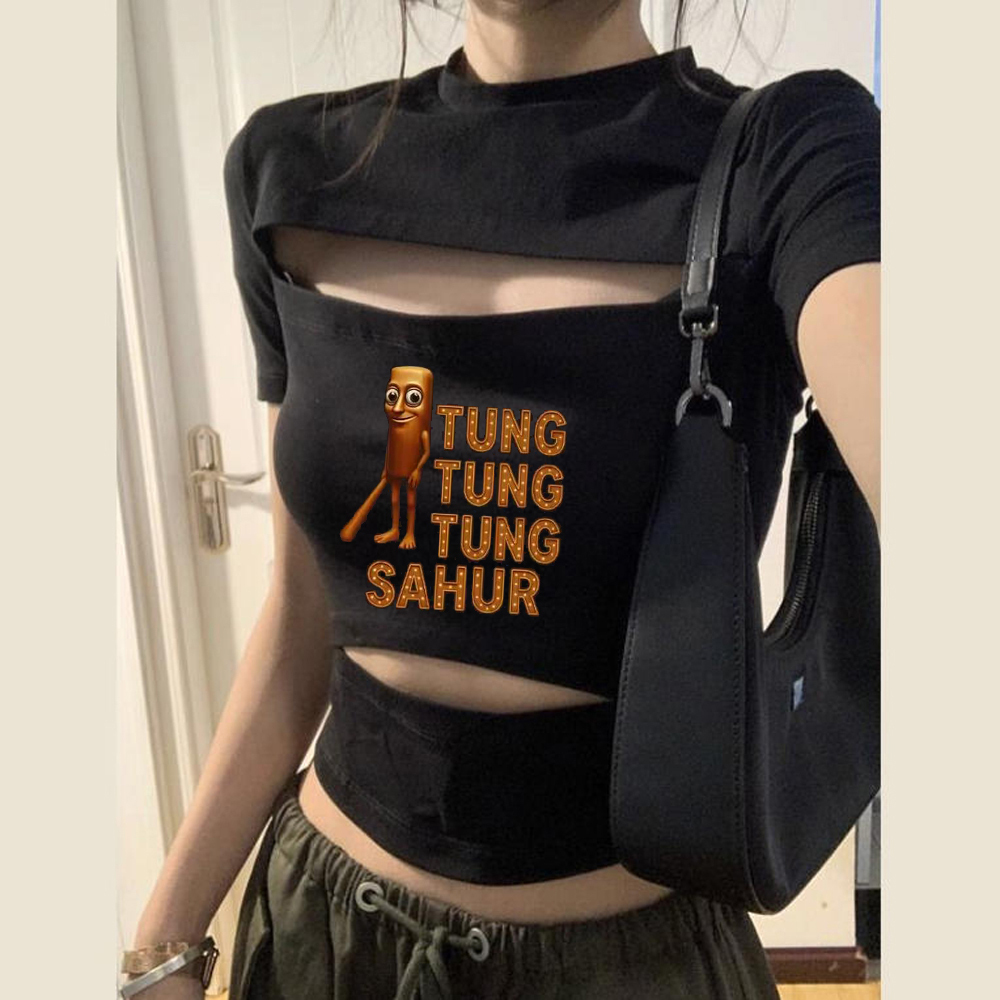 Tung Tung Sahur クロップトップ レディース  - Vintage Fashion For Sale のレビューと価格
