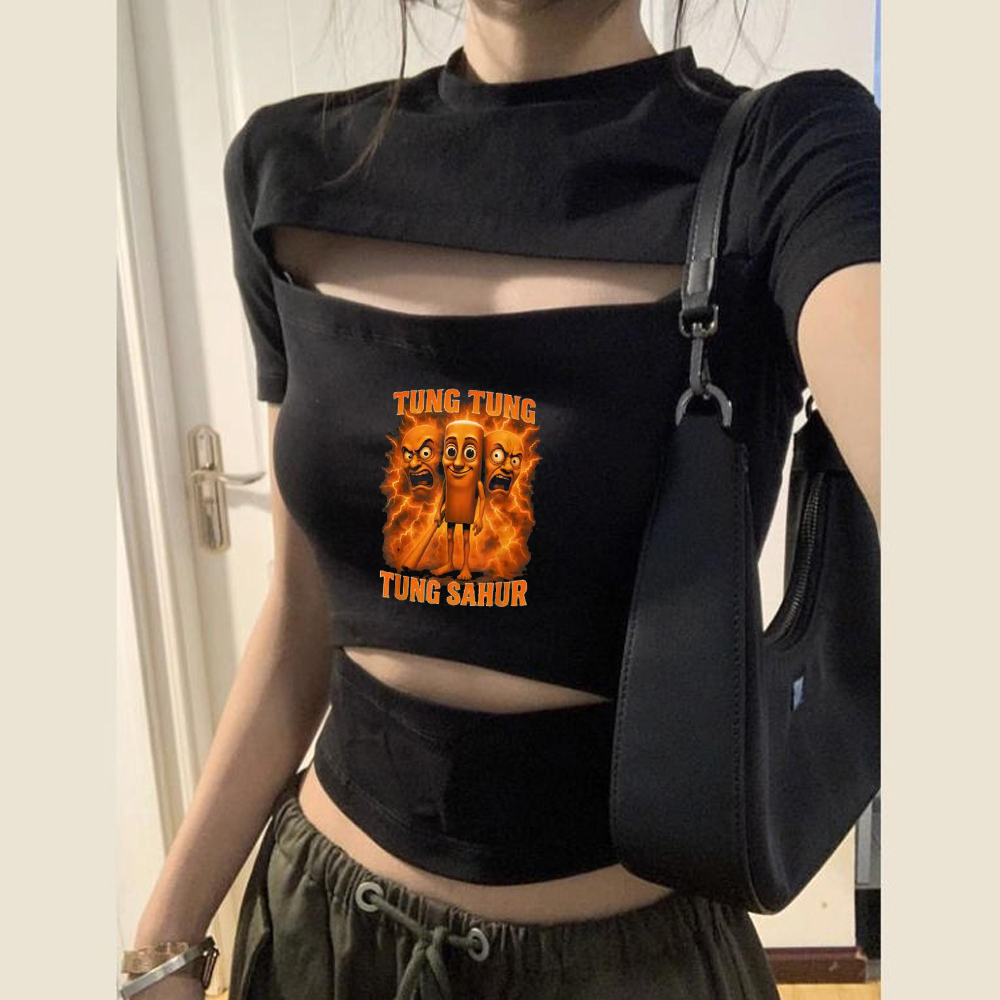 Tung Tung Sahur クロップトップ レディース  - Vintage Fashion For Sale のレビューと価格