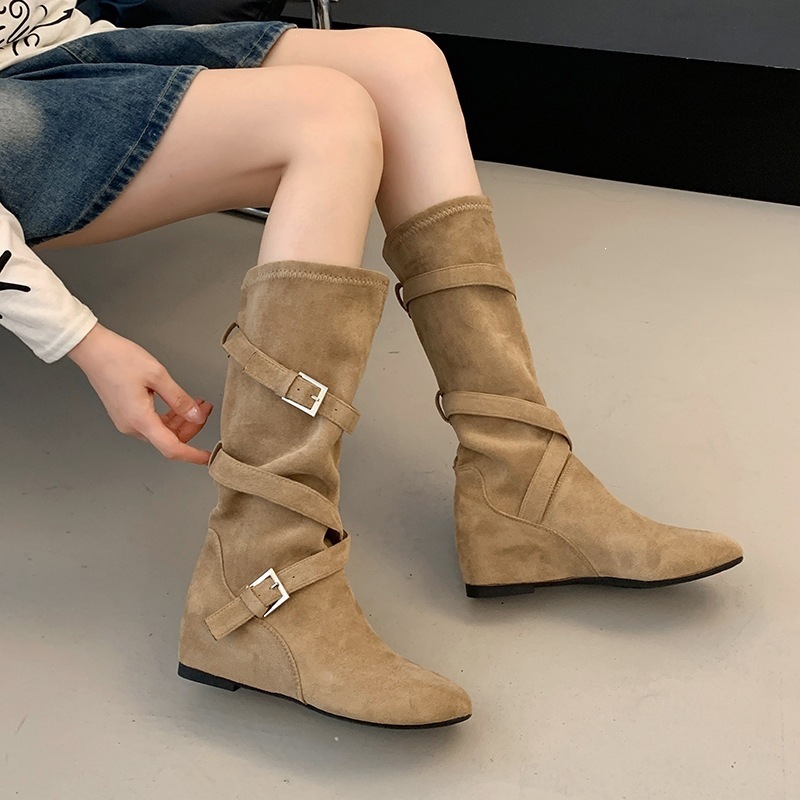女性ヴィンテージスエードスラウチミッドカーフブーツ目に見えな - Vintage Old Fashion のレビューと価格