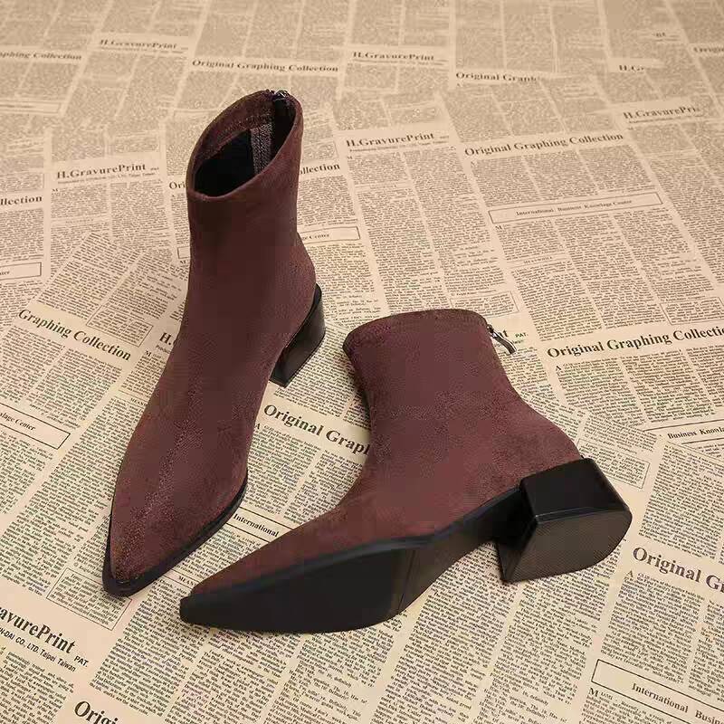 新しいローヒール女性モダンアンクルブーツファッションポインテ - Vintage Old Fashion のレビューと価格