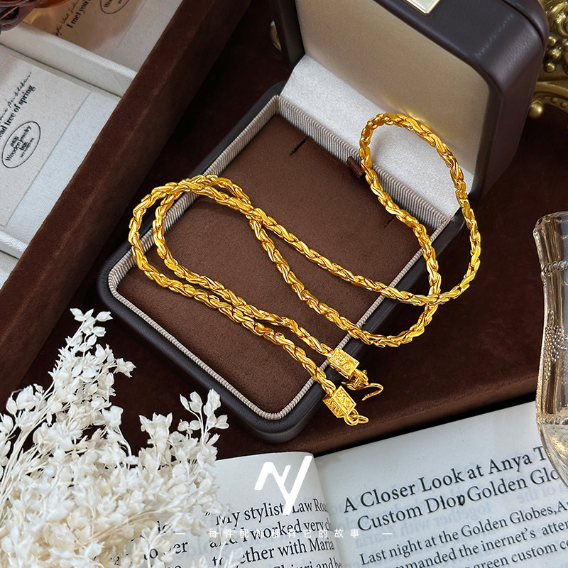 9999 24K 本物の金店と同じスタイルの女性用ゴールドネ - Vintage Fashion Store のレビューと価格