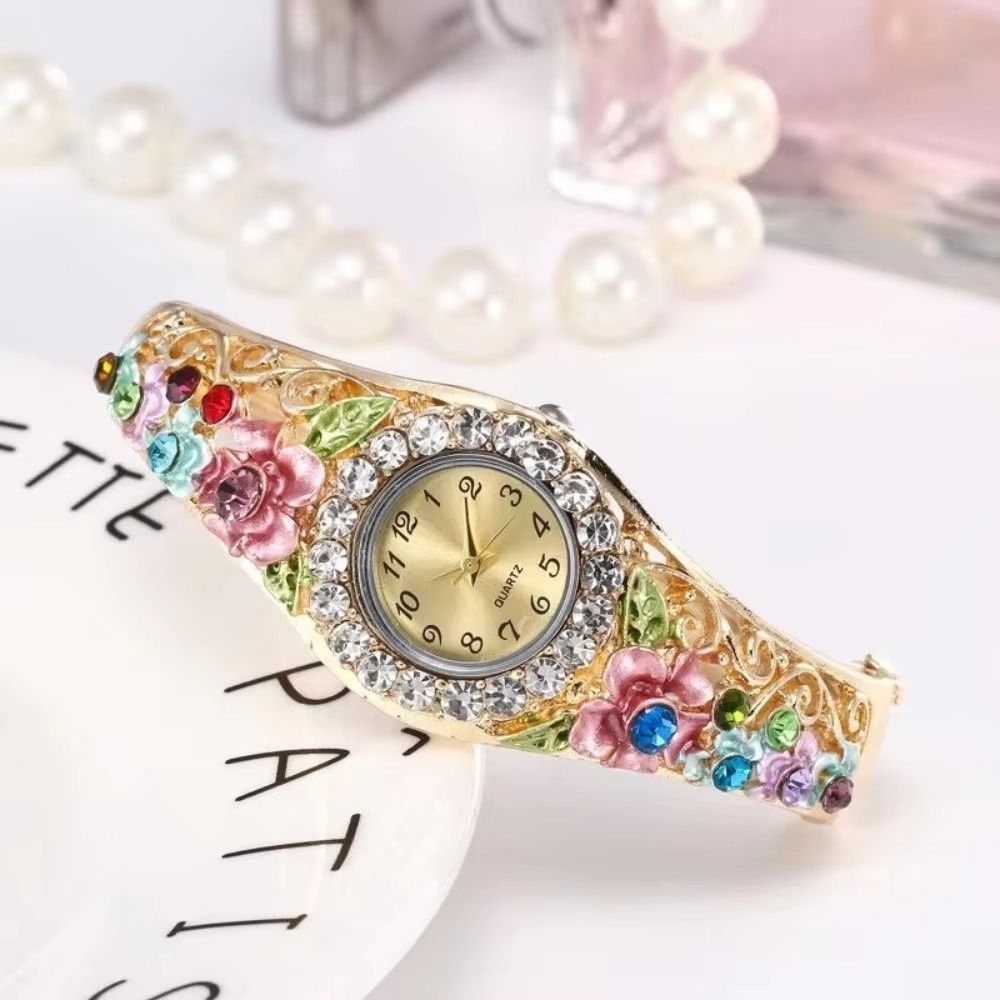 花が豊富なヴィンテージ時計ラインストーンブレスレットラウンド - Vintage Fashion Week のレビューと価格