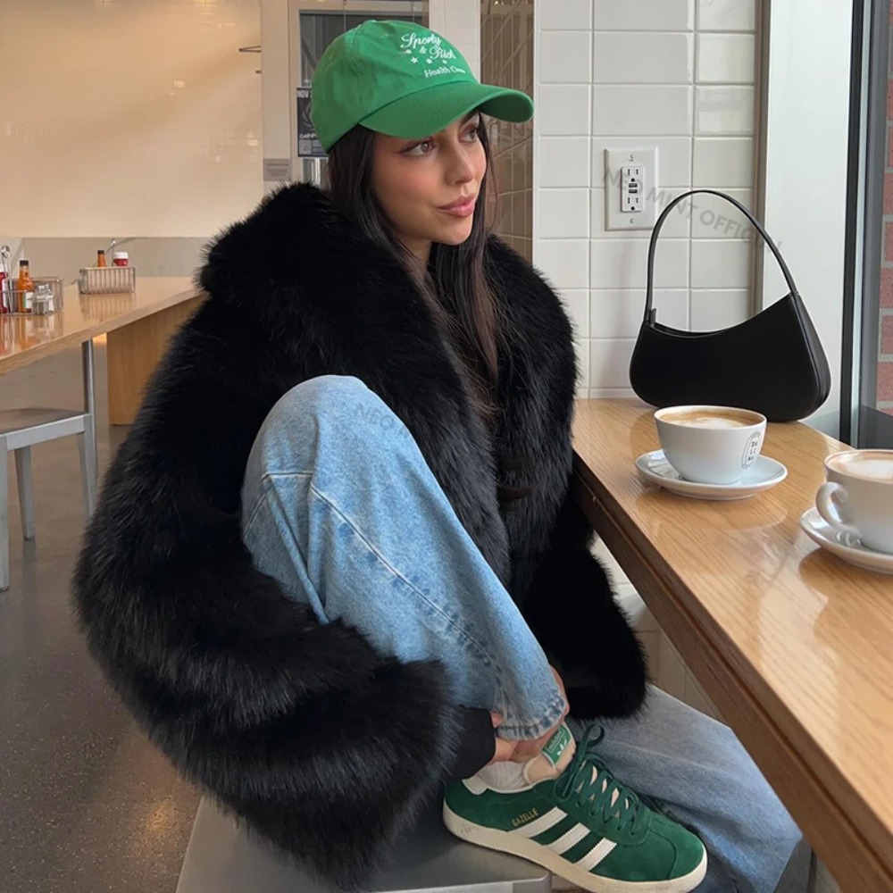 フェイクファーコート ファッション ショールカラー フェイク - Vintage Fashion Store のレビューと価格